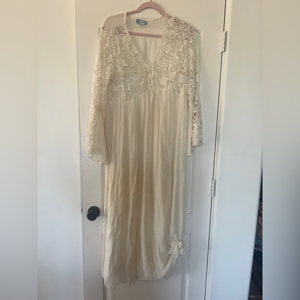 Boho Lace Maxi Dress in Cream